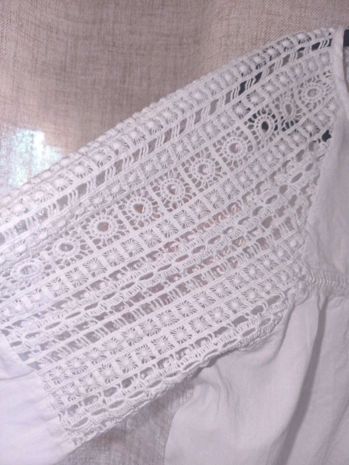 Blusa branca de renda T46 – Bohème – Mangas 3/4 e – photo 3